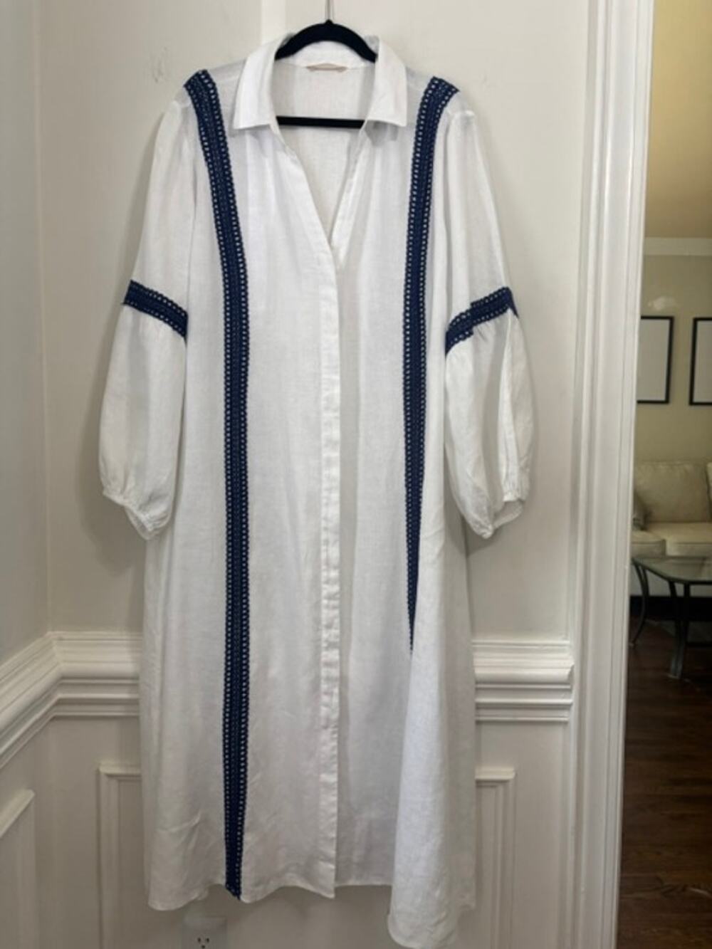 Soft Surroundings Ravenna Linen Shirt Dress Coastal Cruise 3X Pockets